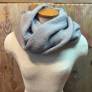 Cozy Gray Knit Infinity Scarf with silver accents
